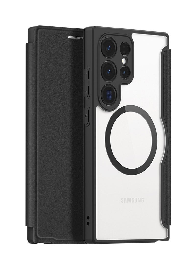 DUX DUCIS Samsung Galaxy S23 Ultra Case Cover Pu Leather with Wallet Card Holder MagSafe Anti-Yellowing Anti-drop Waterproof Comfortable Touch back Cover Support Wireless Charging Camera Len Screen Protector - Image 1