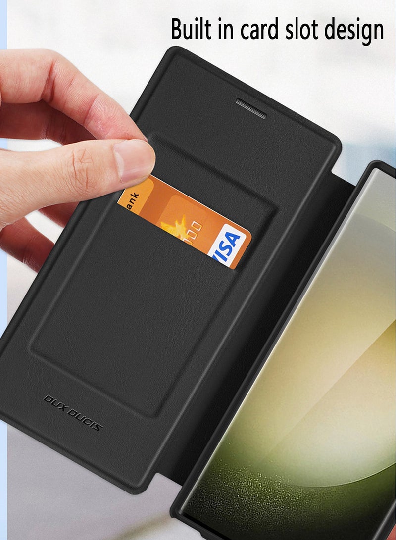 DUX DUCIS Samsung Galaxy S23 Ultra Case Cover Pu Leather with Wallet Card Holder MagSafe Anti-Yellowing Anti-drop Waterproof Comfortable Touch back Cover Support Wireless Charging Camera Len Screen Protector - Image 2