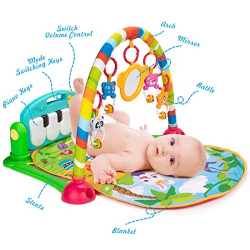 Baby Gym Play Mat and Play Piano Gym with Tummy Time Mat Musical Light Activity Center for Infants Toddlers Chrismas Birthday Toy Play Mat for Newborn - Image 2