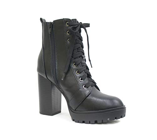 Soda Women's High Stacked Heel Bootie (10, B/BLACK, numeric_10) - Image 2