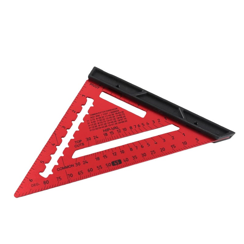 Red Aluminum Alloy Carpenter Square With Level And Removable Short Ruler - Image 3