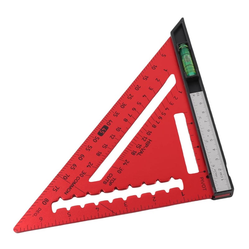 Red Aluminum Alloy Carpenter Square With Level And Removable Short Ruler - Image 5