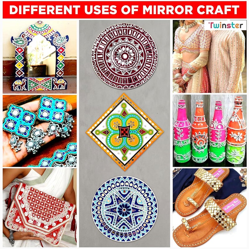 twinster Mirrors for Craft Work 18 Different Shapes 2450 Total Pieces Lippan Art Craft Materials Kit Decorative Mirrors DIY Best Kit - Image 2