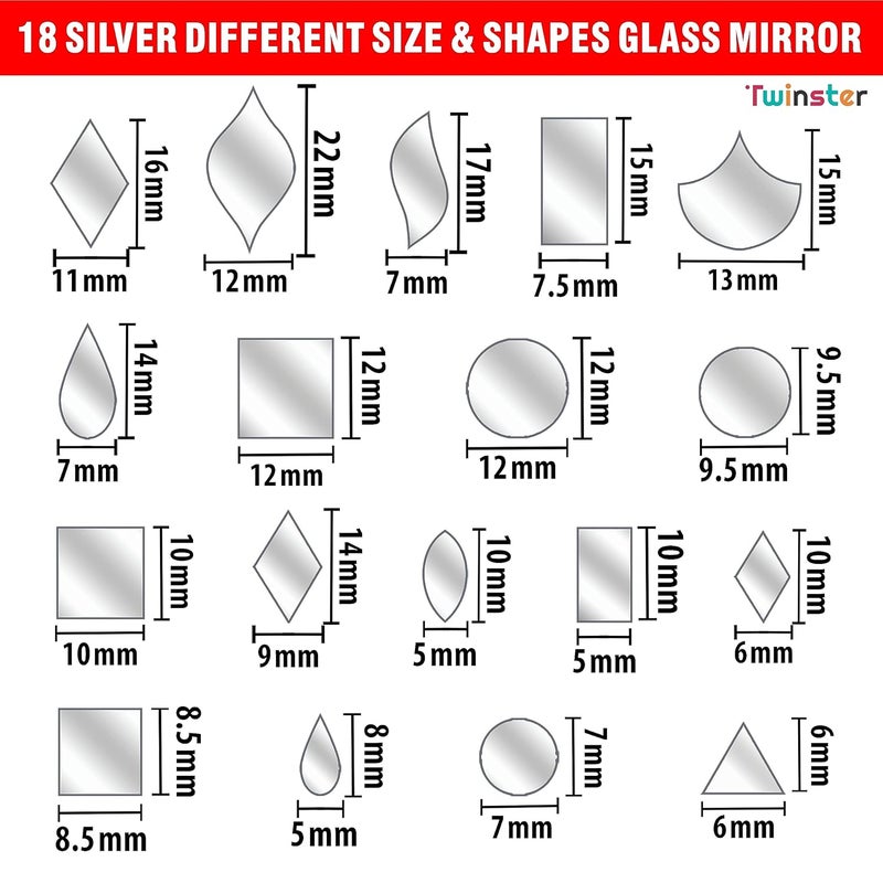 twinster Mirrors for Craft Work 18 Different Shapes 2450 Total Pieces Lippan Art Craft Materials Kit Decorative Mirrors DIY Best Kit - Image 5