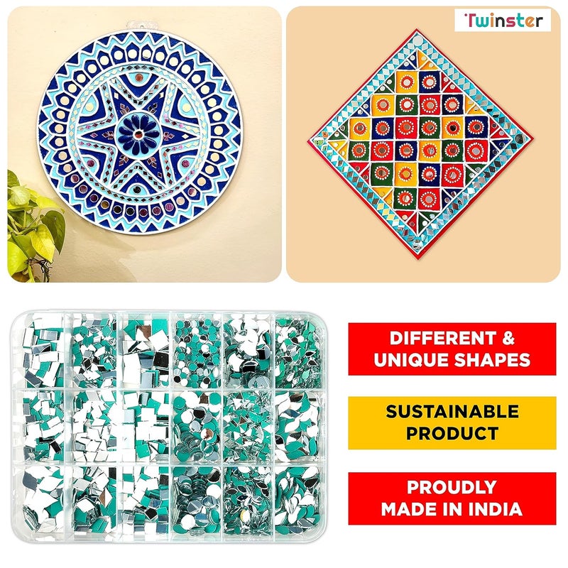 twinster Mirrors for Craft Work 18 Different Shapes 2450 Total Pieces Lippan Art Craft Materials Kit Decorative Mirrors DIY Best Kit - Image 4