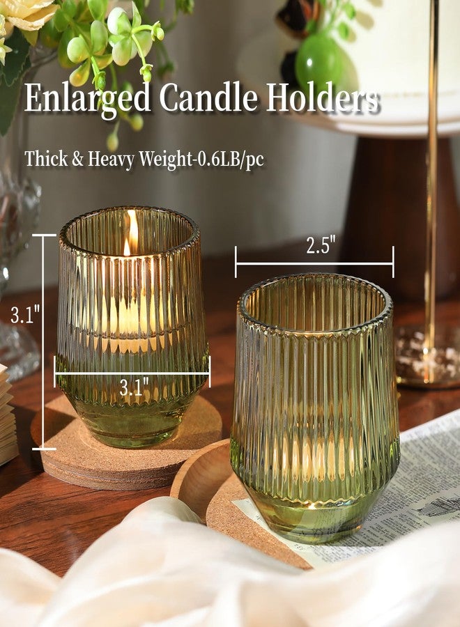 LAMORGIFT 12 Pcs Large Green Candle Holder for Wedding Table Decor-3.15"×3.15" Green Votive Candle Holders for Rustic Wedding Centerpieces, Bridal Shower Decor, Tea Party Decorations - Image 3