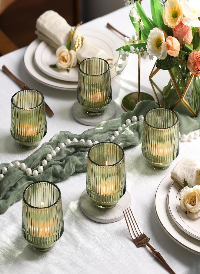 LAMORGIFT 12 Pcs Large Green Candle Holder for Wedding Table Decor-3.15"×3.15" Green Votive Candle Holders for Rustic Wedding Centerpieces, Bridal Shower Decor, Tea Party Decorations - Image 4