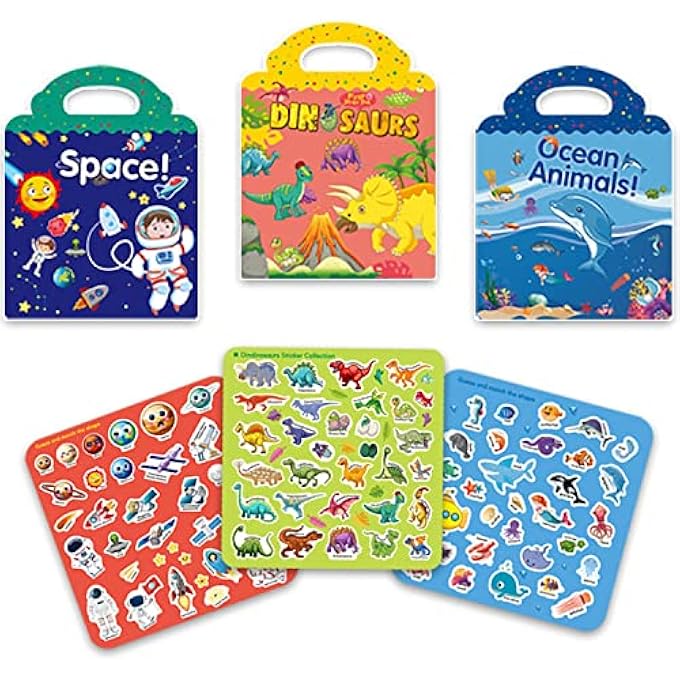 REUSABLE STICKER BOOKS FOR KIDS, TOYS FOR 2-5 YEAR OLD GIRLS BOYS BIRTHDAY GIFTS, TODDLER, LEARNING STICKERS FOR KIDS, JOURNAL PAPER SCRAPBOOKING STATIONERY