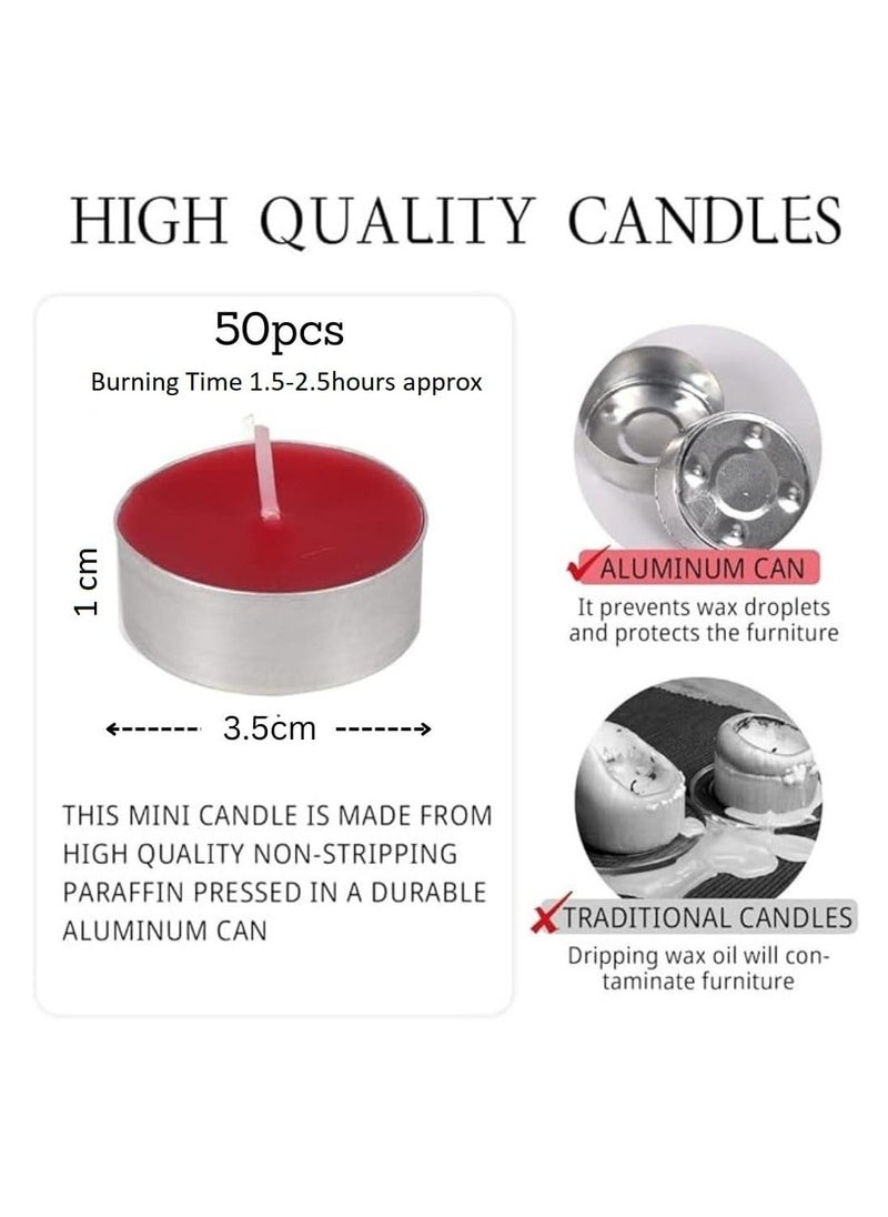 Generic Red Tea Light Candles Unscented Small Decor Candles Mini Tealight Candles for Birthday Christmas Wedding Party Decoration (Pack of 50 Pieces)  - Image 4