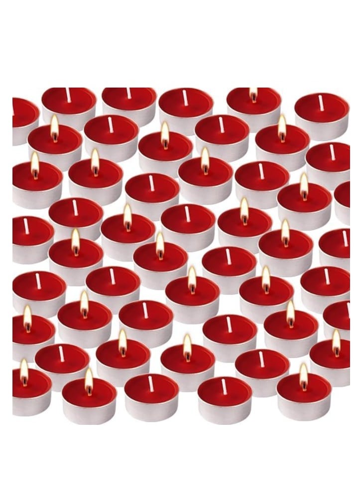Generic Red Tea Light Candles Unscented Small Decor Candles Mini Tealight Candles for Birthday Christmas Wedding Party Decoration (Pack of 50 Pieces)  - Image 5