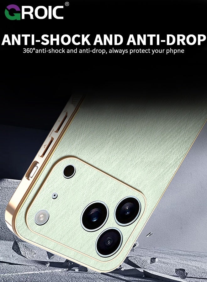 GROIC Case for iphone 17 Pro Max, Slim Shockproof Bamboo Texture Cover with PU Leather Compatible for iphone 17 Pro Max Cover, TPU Bumper Shockproof Protective Phone Case (Green) - Image 5