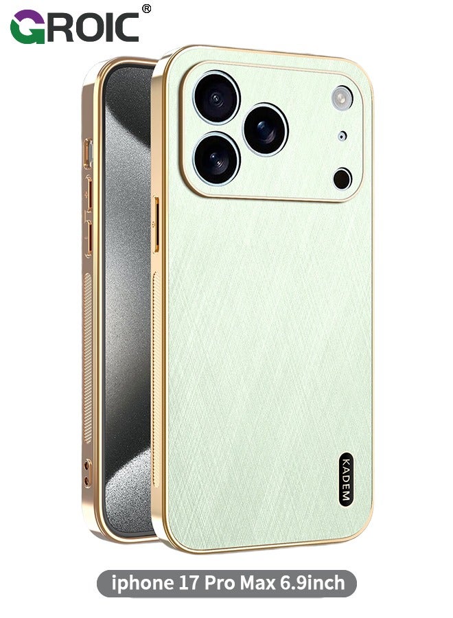 GROIC Case for iphone 17 Pro Max, Slim Shockproof Bamboo Texture Cover with PU Leather Compatible for iphone 17 Pro Max Cover, TPU Bumper Shockproof Protective Phone Case (Green) - Image 1