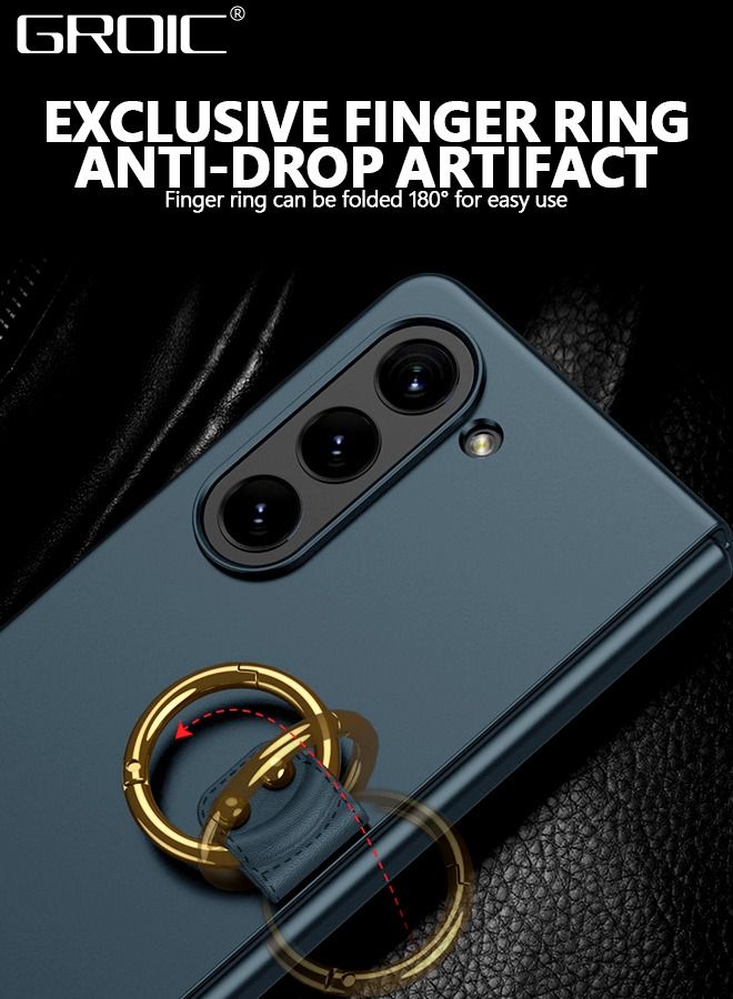 GROIC Samsung Galaxy Z Fold 5 5G Blue Case, Ultra Thin Z Fold 5 Case with Ring, All Inclusive Protective Case with Build in Screen Protector, Shockproof Case  - Image 3