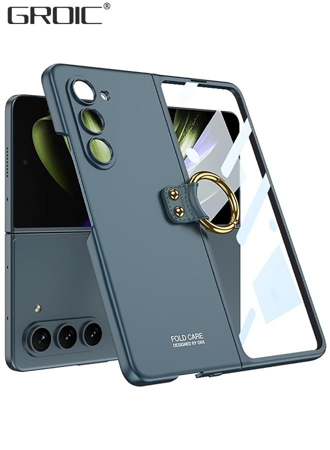 GROIC Samsung Galaxy Z Fold 5 5G Blue Case, Ultra Thin Z Fold 5 Case with Ring, All Inclusive Protective Case with Build in Screen Protector, Shockproof Case  - Image 1