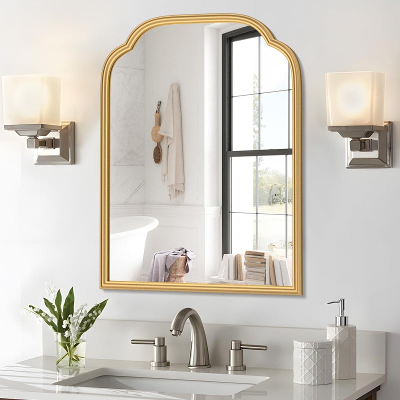 Ferytange 18X24 Inch Gold Mirror for Wall with Metal Frame Rectangular Rounded Bathroom Vanity Mirror AntiRust Hangs Gold 18 x 24