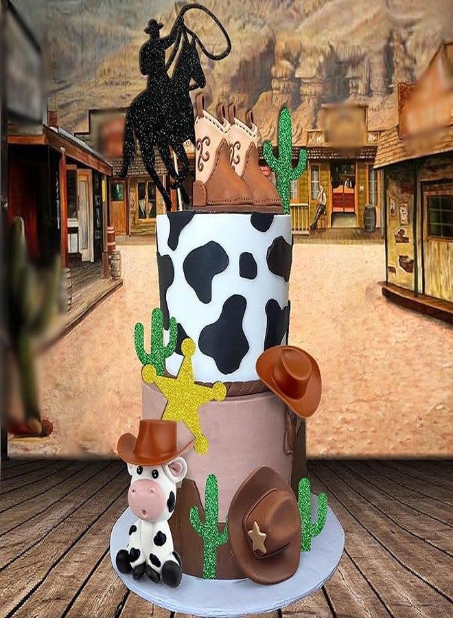 KEEPARTY Cowboy Cake Decorations Cow Hat and Boot Cake Toppers for Western Cowboy Cowgirl Theme Party Birthday Baby Shower Party Supplies - Image 3