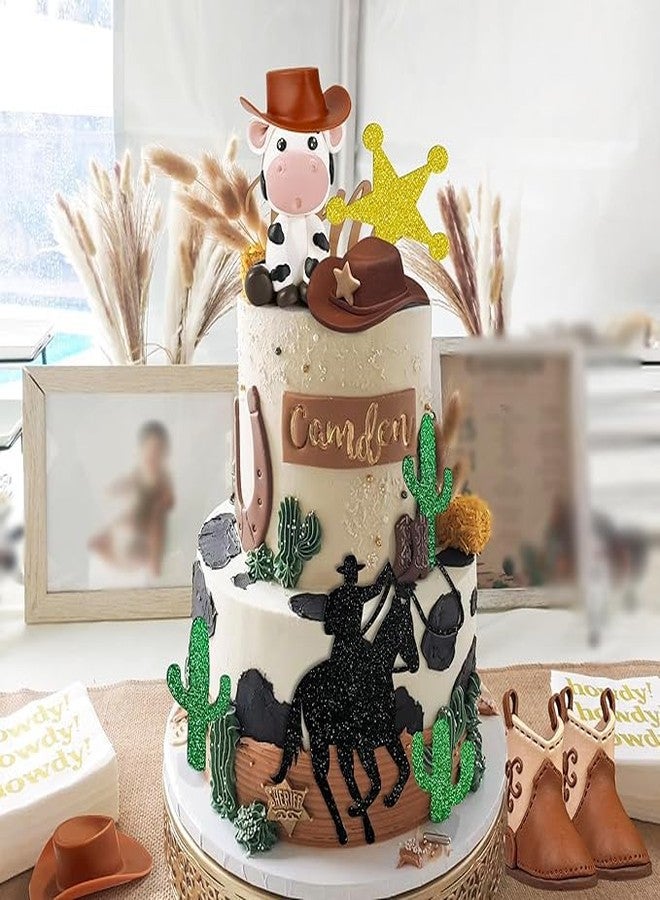 KEEPARTY Cowboy Cake Decorations Cow Hat and Boot Cake Toppers for Western Cowboy Cowgirl Theme Party Birthday Baby Shower Party Supplies - Image 4