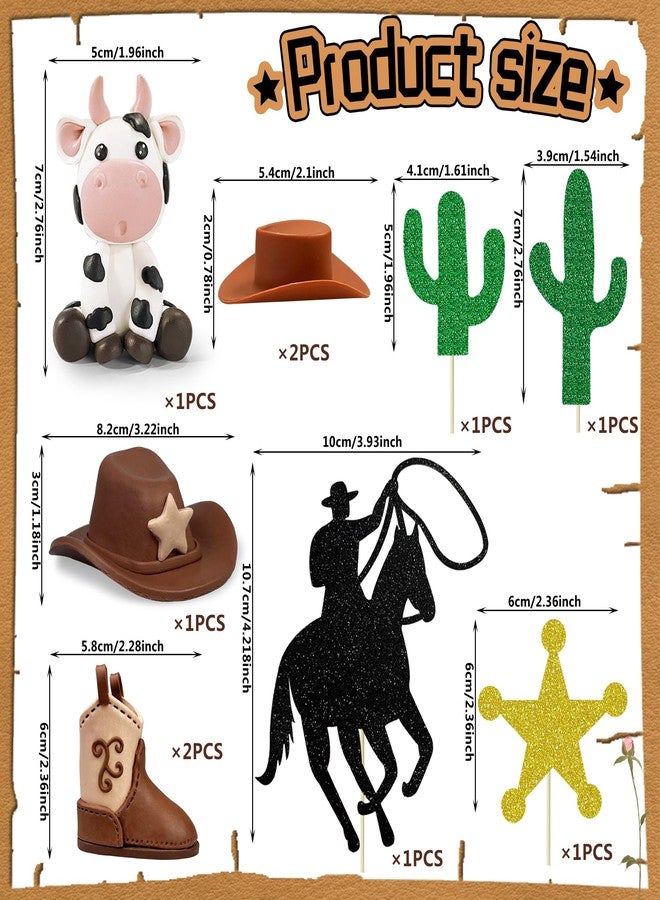 KEEPARTY Cowboy Cake Decorations Cow Hat and Boot Cake Toppers for Western Cowboy Cowgirl Theme Party Birthday Baby Shower Party Supplies - Image 2
