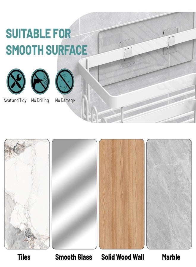 StorageRight Corner Shower Caddy, 3 Pack Adhesive Bathroom Accessories with Soap Holder, Storage Stainless Shower Organizer Shelf with Hooks, No Drilling Shower Shelves for Bathroom(White, Large) - Image 5
