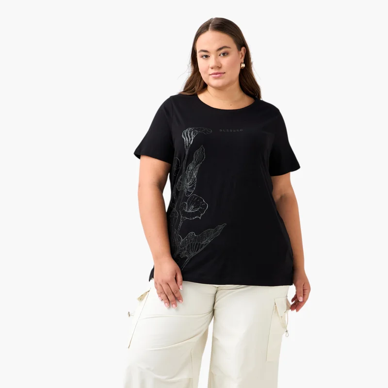  أولا بوبكن Plus Size Ulla Popken Printed T-shirt