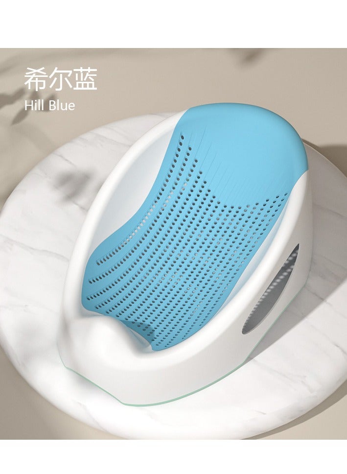 بريليانت حوض استحمام للأطفال آمن ومضاد للانزلاق مع مسند رأس مائل اللون: أزرق