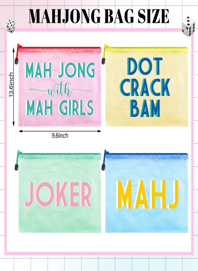 Sunnymove 4 Pack 14 x 10 Inch Large Mahjong Tile Storage Bag American Mahjong Empty PVC Clear Case Waterproof Zippered Storage Tile Holder Rack Bag for Game Lover Gift Travel, Case Only - Image 2