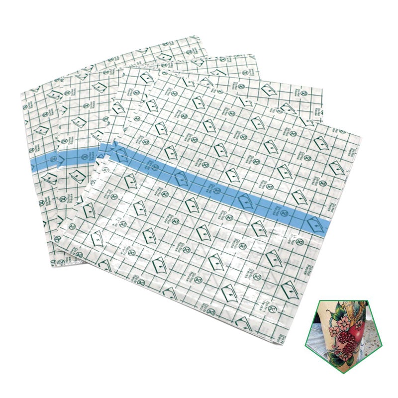 Flatoedu Tattoo Aftercare Bandage 5 Sheets 8 x 8 in - Waterproof Transparent Film For Tattoo Initial Healing And Skin Repair Adhesive Tattoo Supply Wrap - Image 1