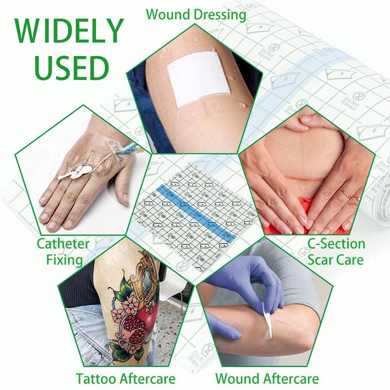 Flatoedu Tattoo Aftercare Bandage 5 Sheets 8 x 8 in - Waterproof Transparent Film For Tattoo Initial Healing And Skin Repair Adhesive Tattoo Supply Wrap - Image 5