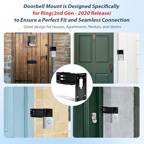 DNSbabi Stainless Steel Doorbell Mount for Ring(2nd Gen - 2020 Release), Doorbell Extender Mount, Adjustable 3.5" to 5.9", Better Visibility and Angle, for Home Rentals, Office - Image 2