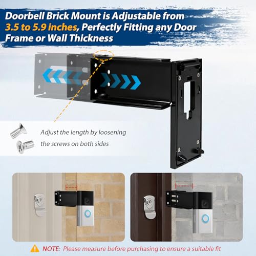 DNSbabi Stainless Steel Doorbell Mount for Ring(2nd Gen - 2020 Release), Doorbell Extender Mount, Adjustable 3.5" to 5.9", Better Visibility and Angle, for Home Rentals, Office - Image 3