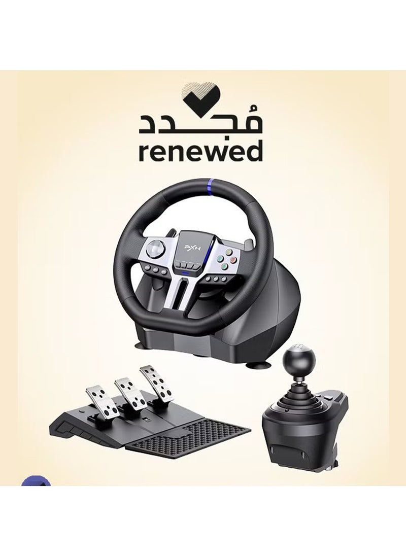 Generic - V9 Gen2 900° Professional Gaming Racing Wheel with Pedals & 6-Speed Gear Shifter – Open Box (New, Unused) - Image 1
