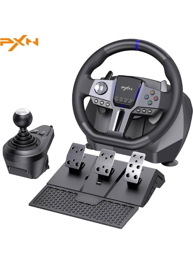 Generic - V9 Gen2 900° Professional Gaming Racing Wheel with Pedals & 6-Speed Gear Shifter – Open Box (New, Unused) - Image 1
