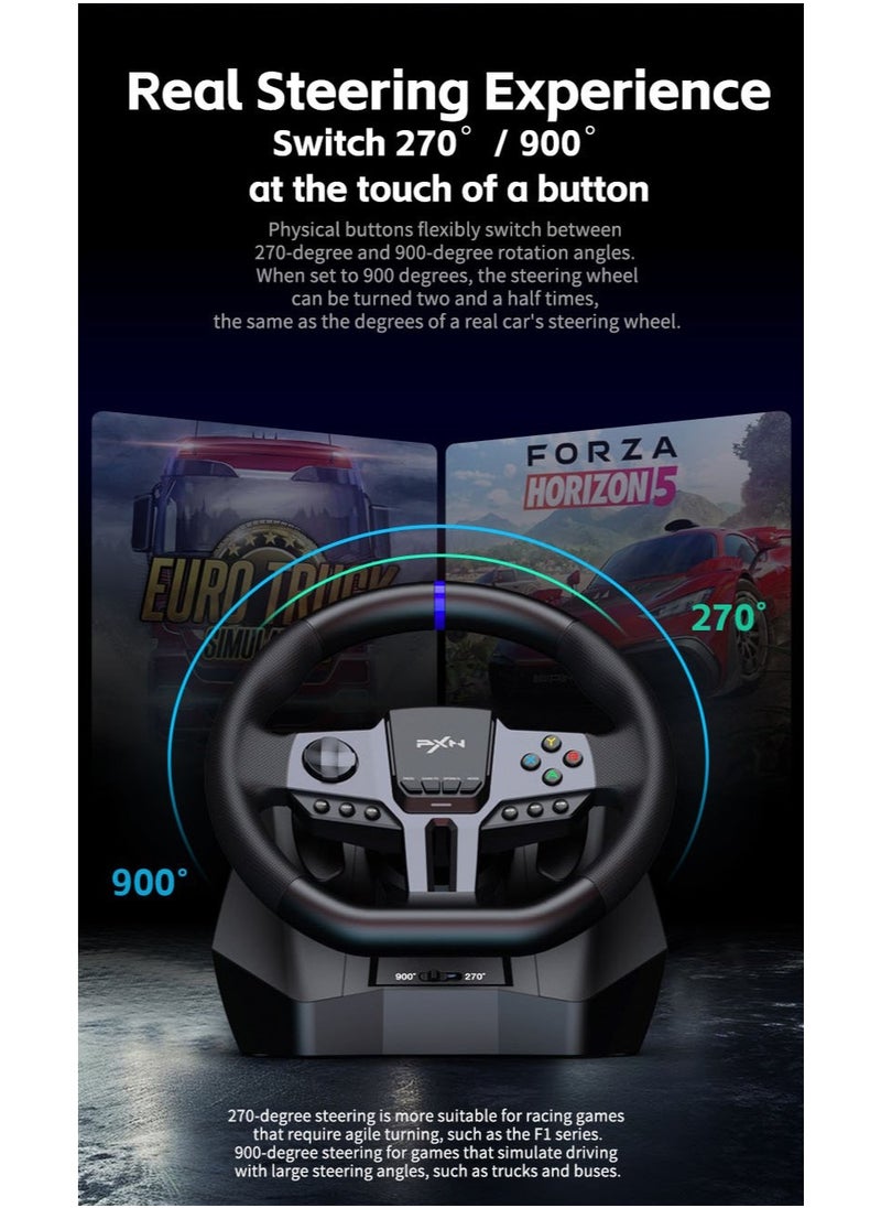 Generic - V9 Gen2 900° Professional Gaming Racing Wheel with Pedals & 6-Speed Gear Shifter – Open Box (New, Unused) - Image 1