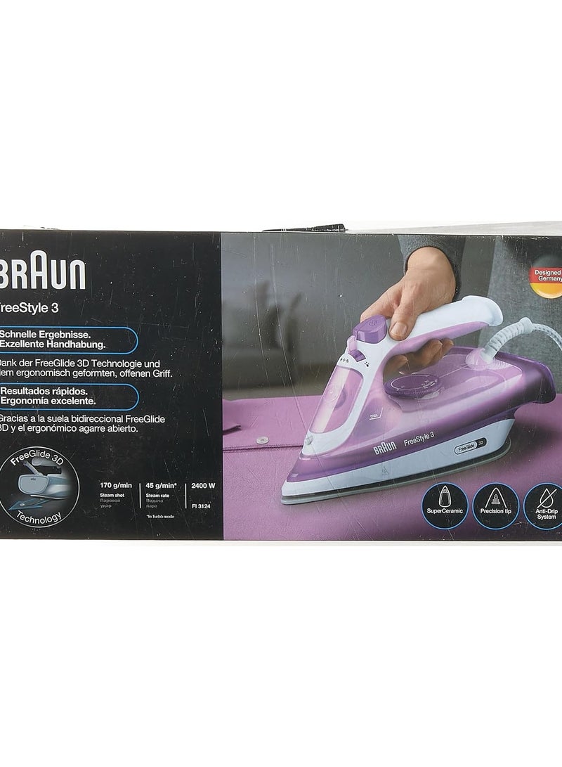 BRAUN FreeStyle 3 Steam Iron 270 ml 2400 W FI3124PU Purple - Image 3
