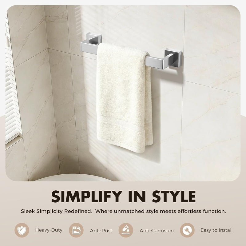 PAHSFS Bathroom Hardware Set Brushed Nickel 5-Pieces Bathroom Towel Rack SUS304 Stainless Steel Bath Towel Bar Set, Towel Racks Wall Mounted. - Image 2