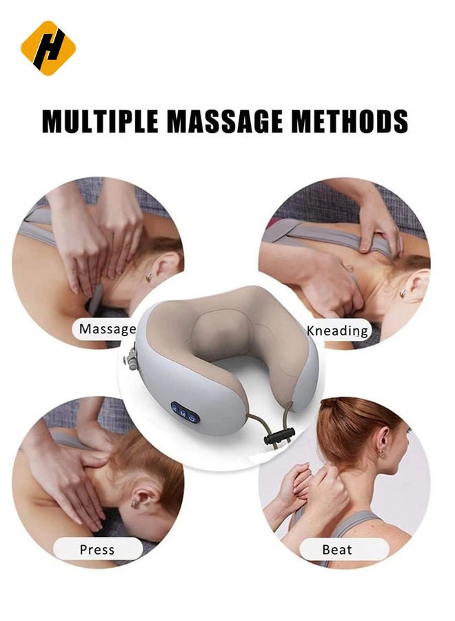 HuHa Rechargeable U Shaped Cervical Massage Pillow Neck Massager Vibration Pillow, Multifunctional Shoulder and Electric for Relax Muscles Fatigue - Image 2
