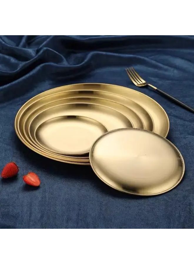 Golden Stainless Steel Pizza Serving Plate Round Tray 9 17 Inch For Home Kitchen Party - Image 2