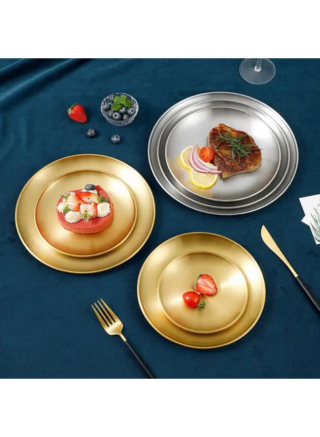 Golden Stainless Steel Pizza Serving Plate Round Tray 9 17 Inch For Home Kitchen Party - Image 4