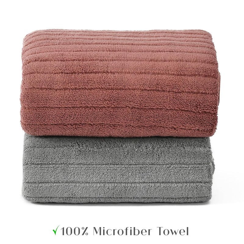 Urban Leaf Stripe Microfiber Hand Towels, Gym & Workout Towels, Pack of 2 Multicolor 2 - Image 4