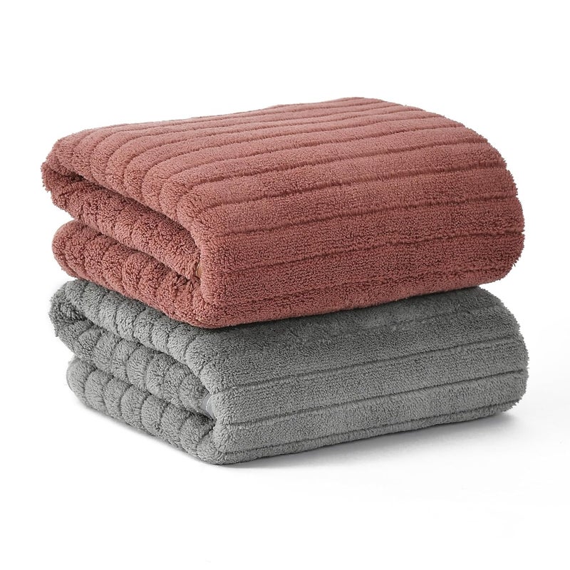 Urban Leaf Stripe Microfiber Hand Towels, Gym & Workout Towels, Pack of 2 Multicolor 2 - Image 1
