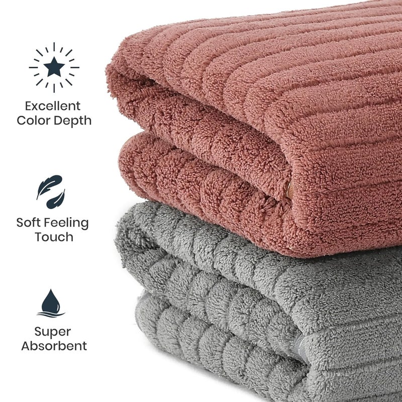 Urban Leaf Stripe Microfiber Hand Towels, Gym & Workout Towels, Pack of 2 Multicolor 2 - Image 2