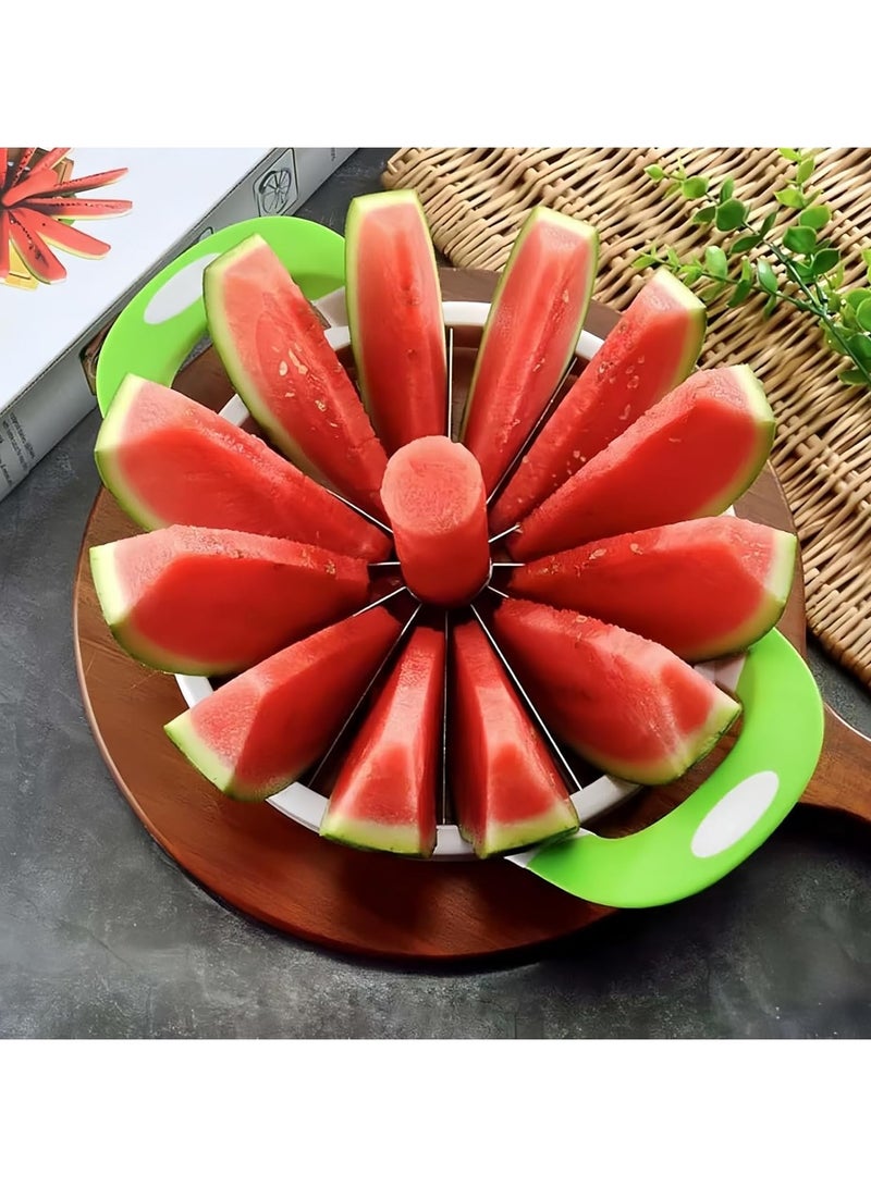 general Watermelon Slicer Cutter, Stainless Steel Melon Round Fruit  Vegetable Quick Cutting Tool Kitchen Gadget Peeler Corer - Image 1