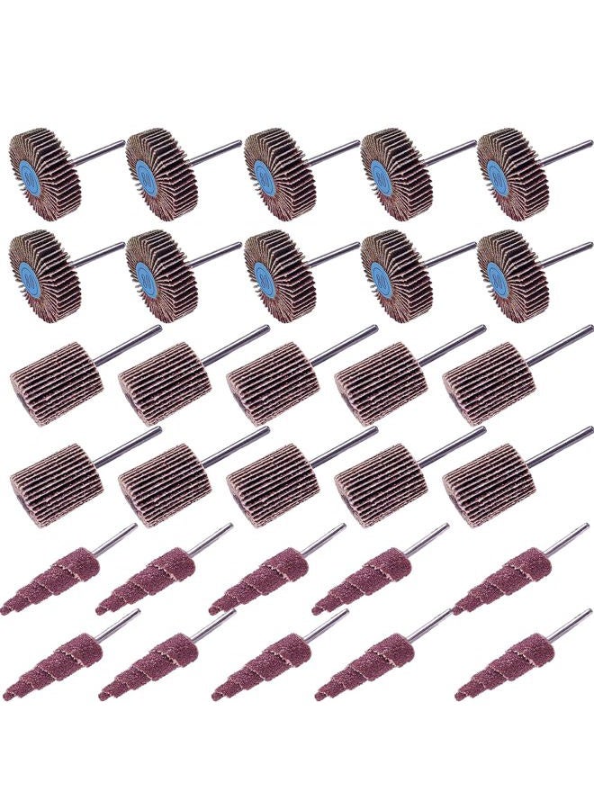 Sackorange 30 PCS Abrasive Flap Wheel Sander,80 Grit 1/8" Shank Diameter Cone Shape Abrasive Sandpaper Flap Sanding Wheel Grinding Head Rotary Tool for Grinding and Polishing - Image 1