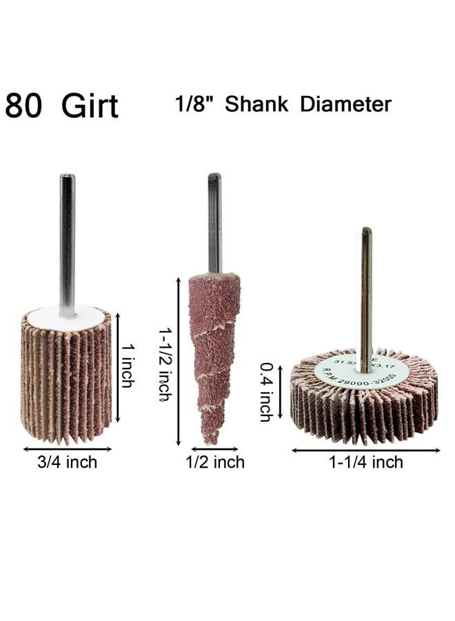 Sackorange 30 PCS Abrasive Flap Wheel Sander,80 Grit 1/8" Shank Diameter Cone Shape Abrasive Sandpaper Flap Sanding Wheel Grinding Head Rotary Tool for Grinding and Polishing - Image 2