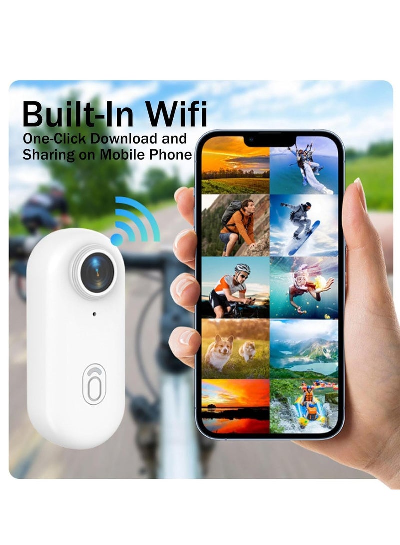 4K Thumb Action Camera Ultra HD WiFi Action Camera – Magnetic, Waterproof 30M, Wearable Body Cam with 360° Clip, H.265, Loop Recording, 120 Min Battery – Hands-Free POV for Cycling, Travel, Sports, Outdoor, Daily Use & Vlogging