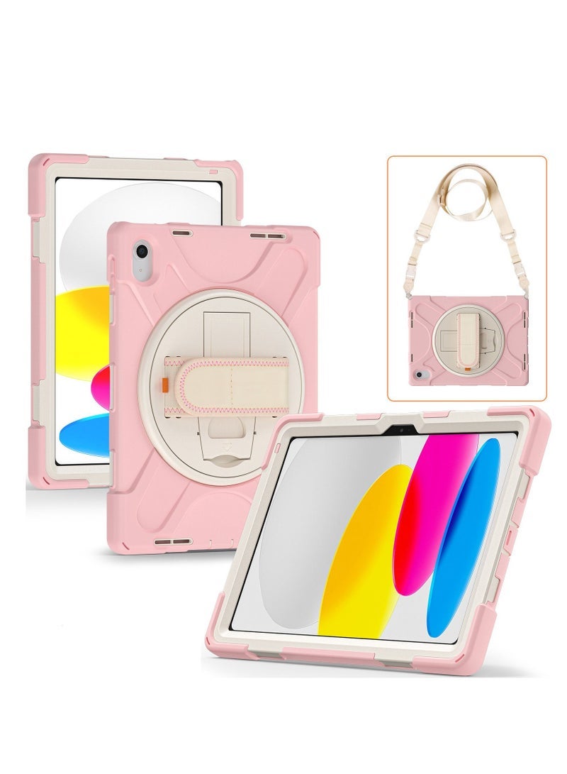 general Case for iPad 10th Generation 10.9inch 2022, Protective Rugged Kids Case with Pencil Holder, Shoulder Strap, Hand Strap, Kickstand, for Apple iPad 10th Gen-Rose Pink - Image 1