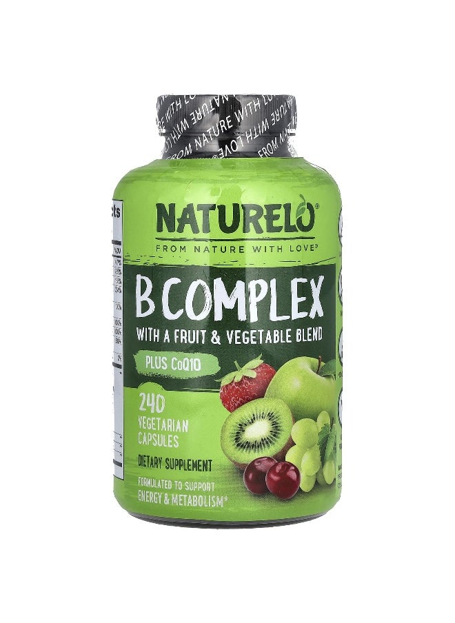 NATURELO NATURELO, B Complex with a Fruit & Vegetable Blend, Plus CoQ10, 240 Vegetarian Capsules  - Image 1