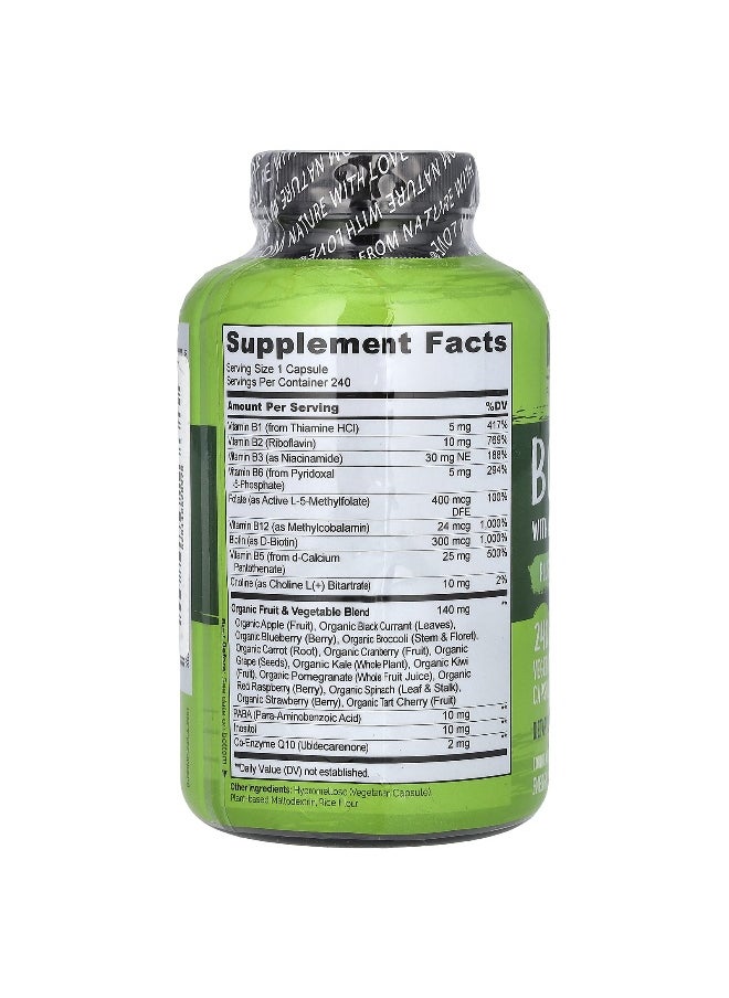NATURELO NATURELO, B Complex with a Fruit & Vegetable Blend, Plus CoQ10, 240 Vegetarian Capsules  - Image 2