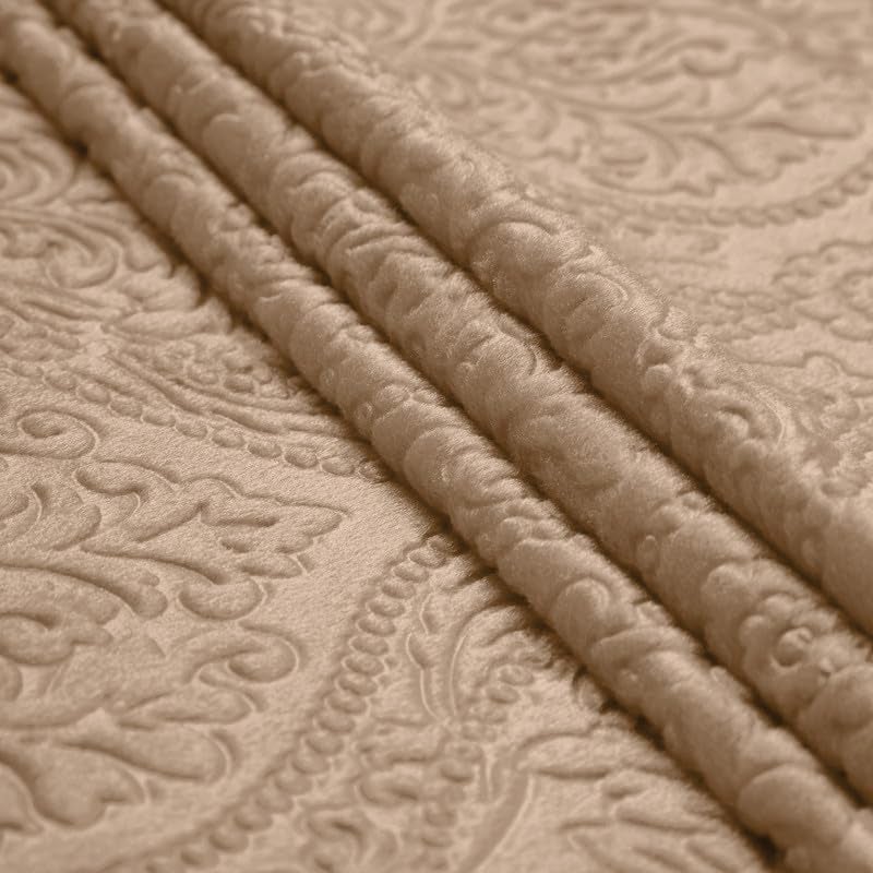 Encasa XO Embossed Velvet Fabric Material by Meter Beige Sofa Cloth Material Fabric Unstitched Fabric for Making Cushion Cover Sofa Cover Backdrop 175 GSM Width 54 Inches Order by Meter - Image 2