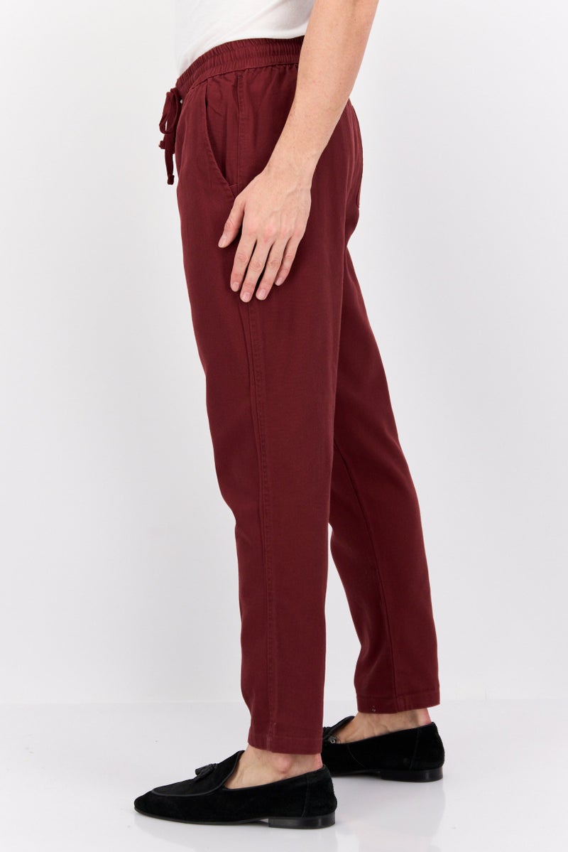 Men Straight Fit Brand Logo Straight Leg Pants, Marron